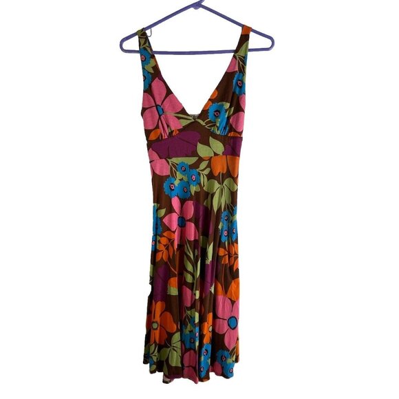 Vintage Dresses & Skirts - Vintage Y2K Rainbow Floral Baby Doll Empire Sun Dress Boho